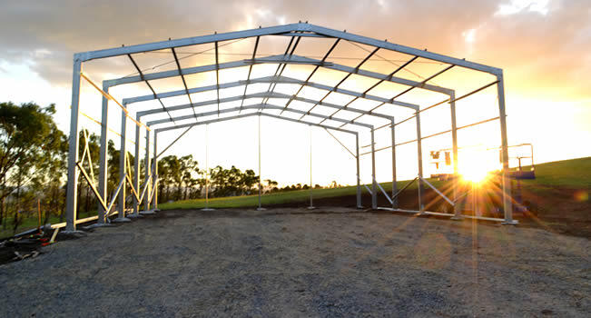 nearly erected shed on agricultural land